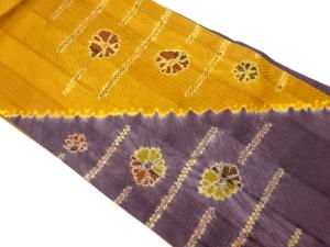 絞り横段に抽象花々模様織出し名古屋帯